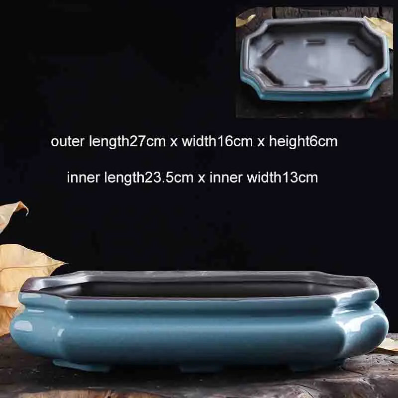 Chinese Purple Sand Ceramic Flowerpot Desktop Large-Diameter Glazed Flowerpot Classical Succulent Landscape Bonsai Flower Pot