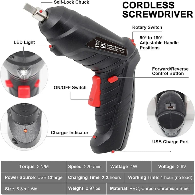 4.2V Electric Drill Cordless Power Tools Set Household Maintenance Repair 1800mAh Lithium Battery Mini Household Screwdriver