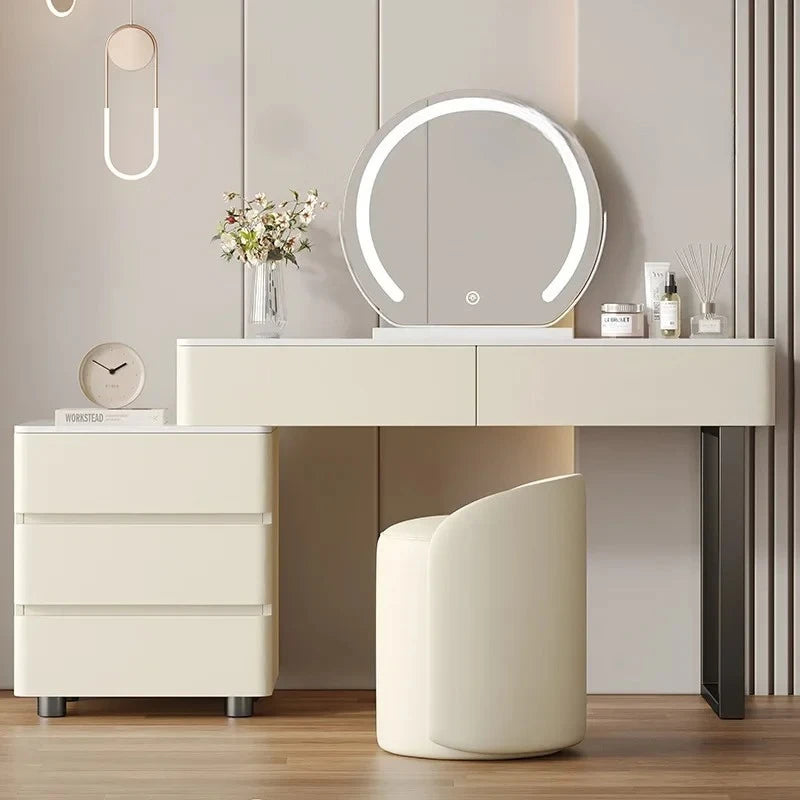 Light luxury dresser modern simple integrated small apartment storage cabinet desk retractable makeup table