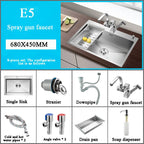 Stainless Steel Kitchen Sink Farm House Above Counter Undermounter Single Bowel Wash Basin with Faucet Drain Kitchen Accessories
