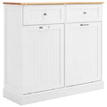 Trash Cabinet Tilt Out Freestanding, Pet Proof Kitchen Trash Cabinet Laundry Hamper with Cutting Board, Wood Garbage Recycling S