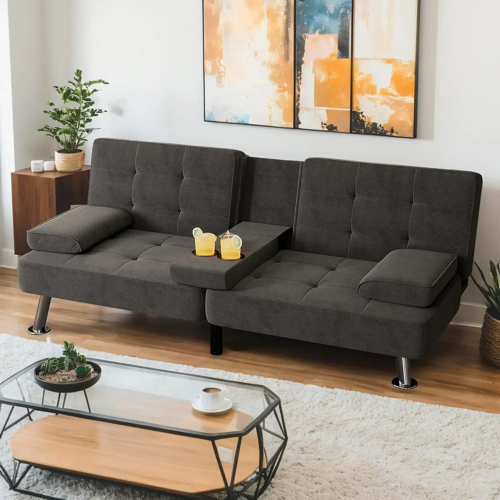 Folding Linen Futon Sofa Bed