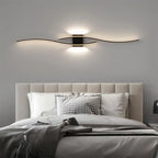 Modern LED Strip Wall Sconce - Double Curve, Remote, Black Gold, Bedside Bedroom | AlluCanFind