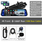 10"  Dash Cam 4K 3840*2160P Car Dvr Carplay Android Auto GPS 5G WIFI A