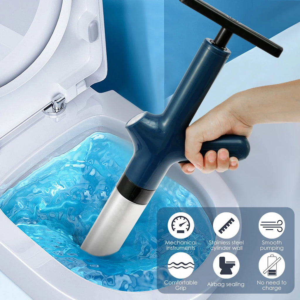 Toilet Unclogger High Pressure Air Toilet Plunger with Real-Time Barometer Drain Clog Remover for Toilet FloorDrain Kitchen Sink