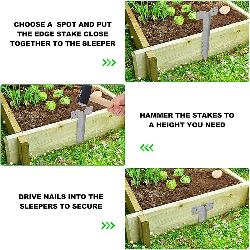 5PCS Fixing Peg Timber Heavy Duty Sleeper Stakes Metal Landscape Edging Stakes for Driveway Garden Edging Timber Planter Raised