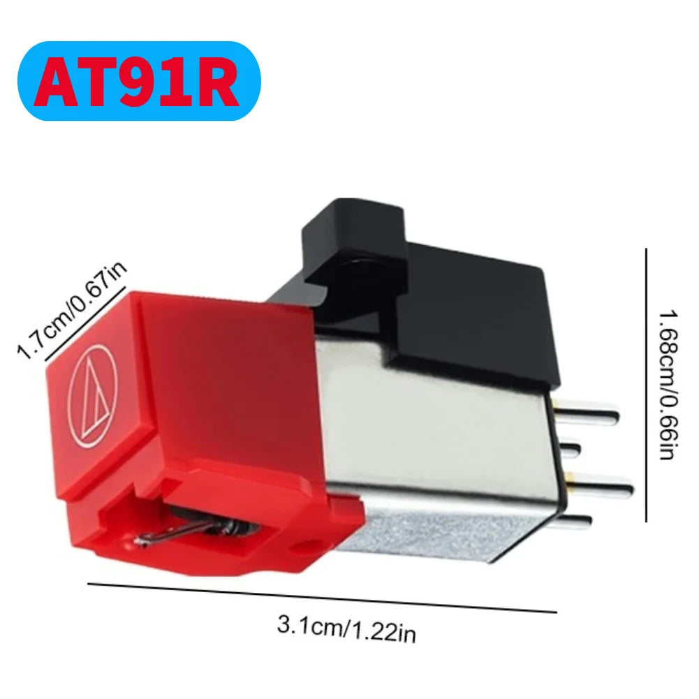 AT91R Replacement Conical Turntable Stylus Dual Moving Magnet Stereo Phono Cartridge HiFi Parts for LP Vinyl Record Turntable