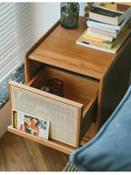 Rattan Weaving Bedroom Furniture, Bedside Table, Multifunctional Small Side Storage Cabinet, Solid Wood Night Stand Customized