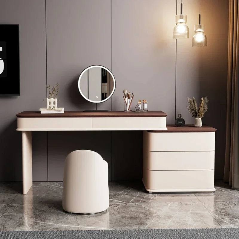 Minimalist Storage Vanity Table Nordic Wooden Luxury Salon Bedroom Dresser Space Saving Beauty Meuble Coiffeuse Furniture