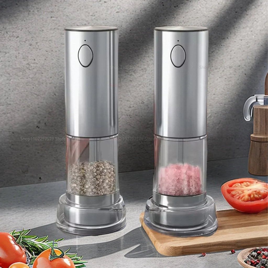 Power Salt And Pepper Grinder Kit, USB Rechargeable, Adjustable Roughness, Large Capacity Automatic Grinder Kitchen Tools