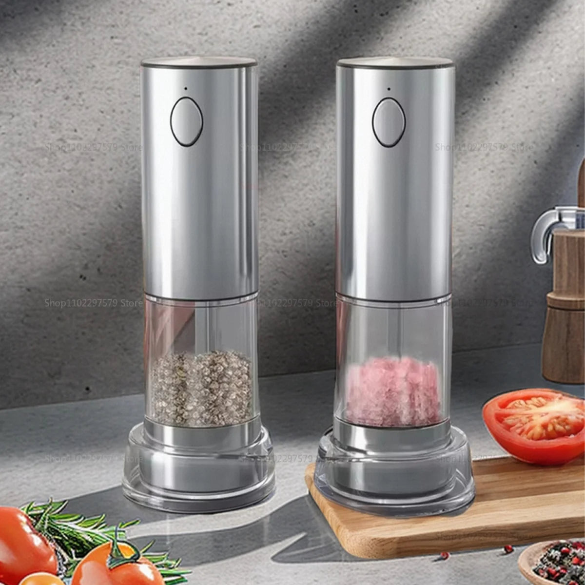 Power Salt And Pepper Grinder Kit, USB Rechargeable, Adjustable Roughness, Large Capacity Automatic Grinder Kitchen Tools