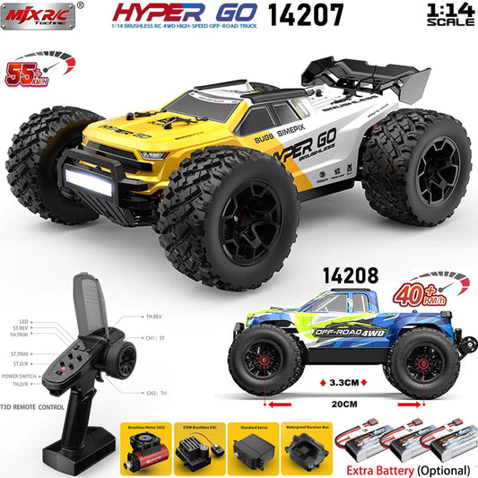 Hyper Go MJX 14207 14208 1/14 4WD 2.4G RC Car 55KM/H Brushless Drift Vehicle Racing Car Remote Control Car Off-Road Truck Toys