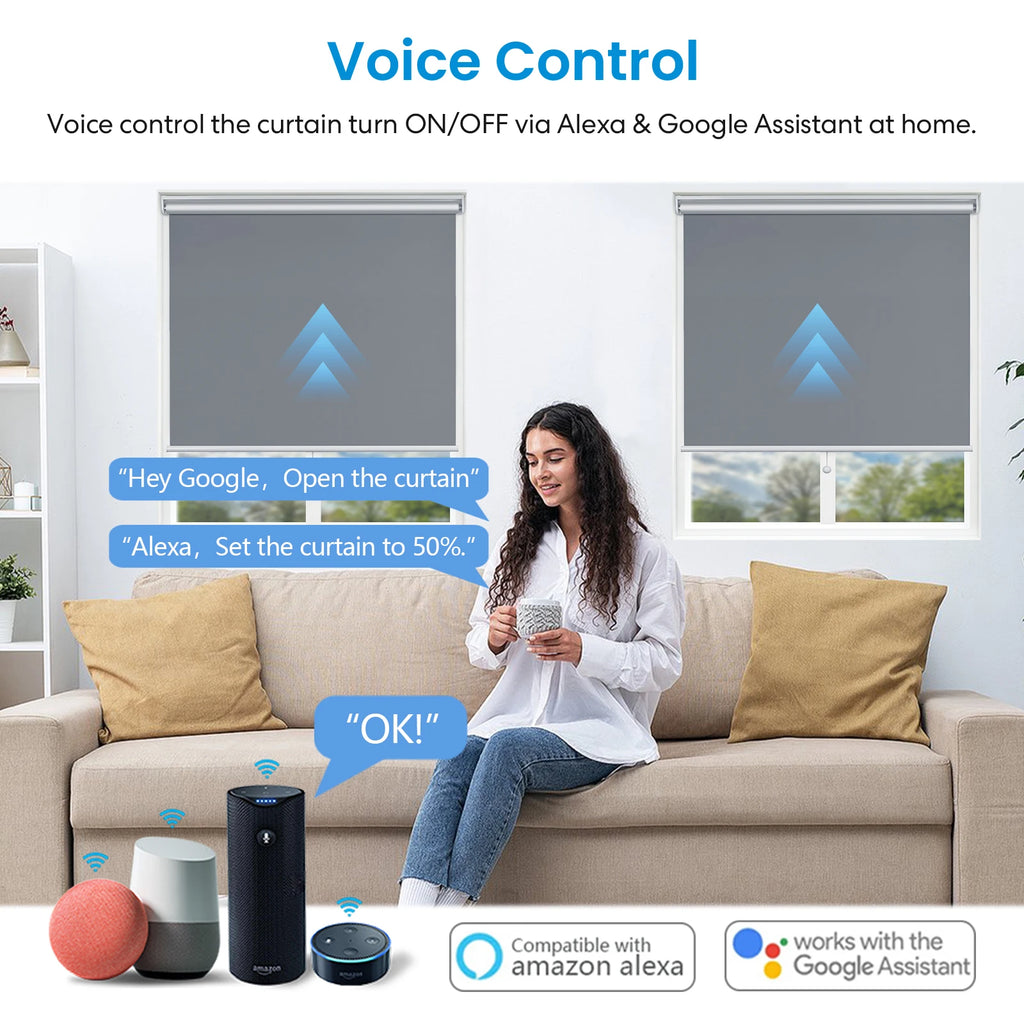 LoraTap Tuya Smart Life Roller Shutter Blinds Black Switch and Remote Percentage Control Timer Work with Google Assistant Alexa