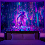 Fluorescent Wall Hanging Astronaut Tapestry Bedroom Room Art Decoration Background Fabric Hippie Party Decoration
