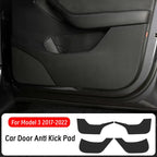 Car Door Anti-Kick Pad For Tesla 2017-2024 Model 3/Y Leather Sticker Trim Side Door Sill Protector Cover Car Interior Decoration