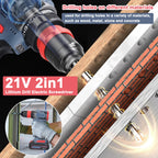 21V 2in1 Lithium Drill Electric Screwdriver Power Tool 55Nm Torque Brushless Motor Practical Screw Driver for Home Appliances
