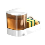 with Drain Tray Wall Mounted Soap Dispenser with Sponges Holder Hand Press Dishwashing Liquid Holder Large Capacity Waterproof