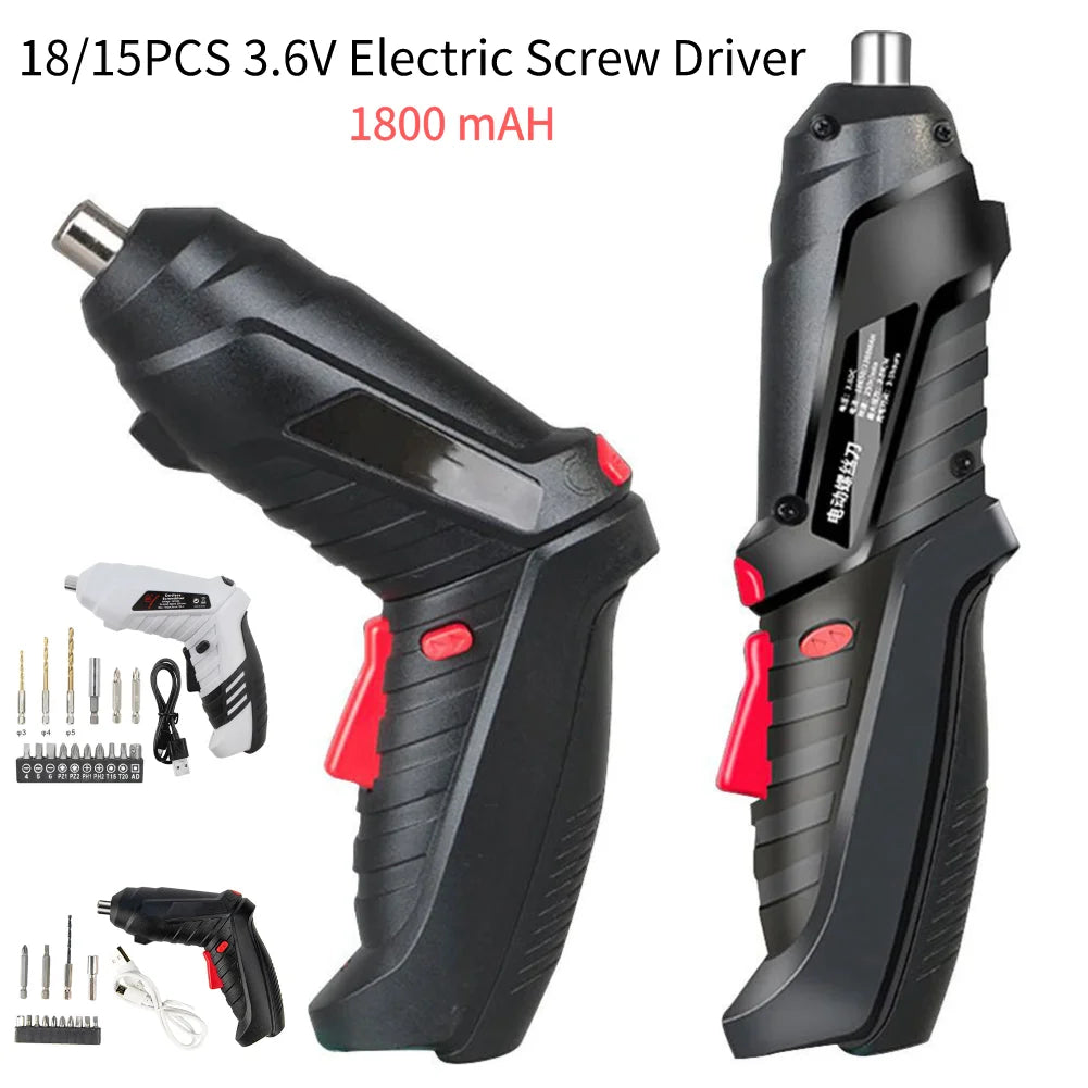 3.6V Electric Screw Driver Rechargeable Household Electric Drill LED Lighting Electric Power Screwdriver Set Portable Power Tool