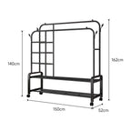 【Breeins】Double-Rod Clothes Rack with Wheels Storage Organizer Clothes Shelf Tidy Home Decoration
