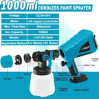 18V 1500W Electric Cordless Spray Gun High Power HVLP Paint Sprayer Auto Furniture Steel Coating Airbrush For Makita 18V Battery