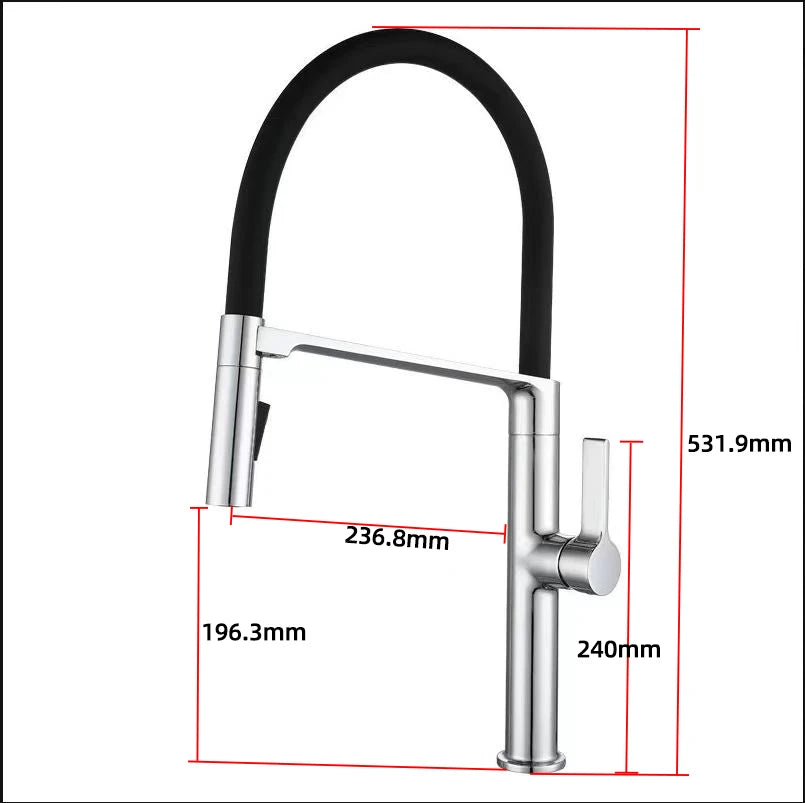 Gunmetal Rubber Kitchen Faucet Mixer Rotation Pull Down Stream Sprayer Taps Hot And Cold Water Single Hole Single Handle Faucet