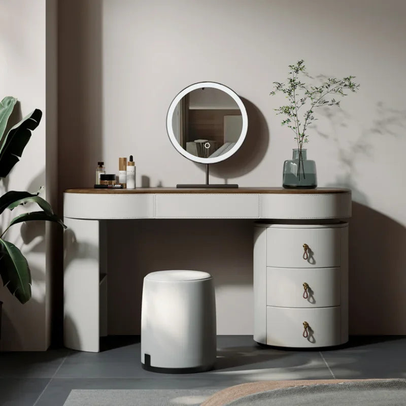 Girls Baby Mirror Dresser Table Sets Waterprrof Nordic Storage Dressing Table Wood Women Coiffeuse De Chambre Bedroom Furniture