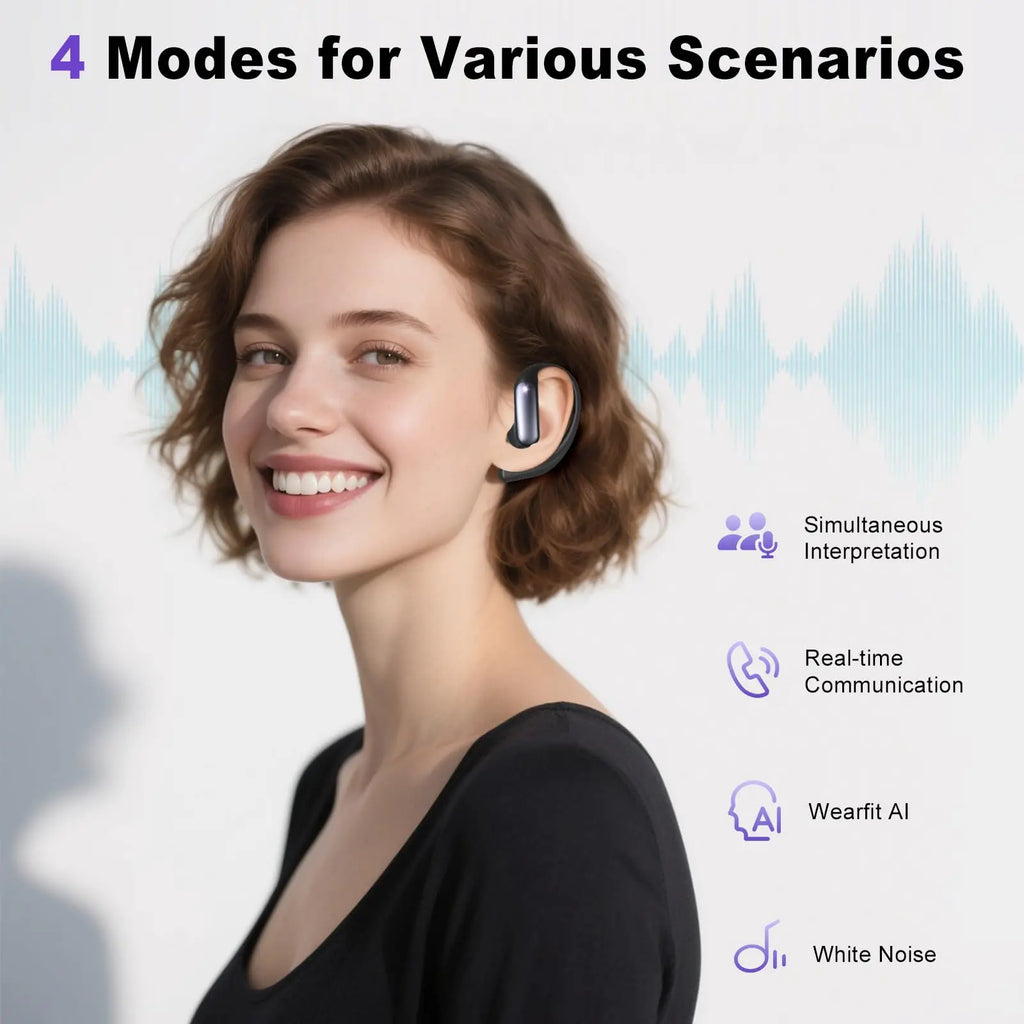 AI Translation Earbuds Wireless Bluetooth HD Sound Headphones Noise cancelling Translation earphone for Travel Business Learning