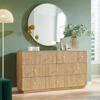 Fluted Dresser for Bedroom, 55" W 8 Drawer Dressers, Wood Tall Dresser Storage Organizer, Modern Bedroom Chest of Drawers