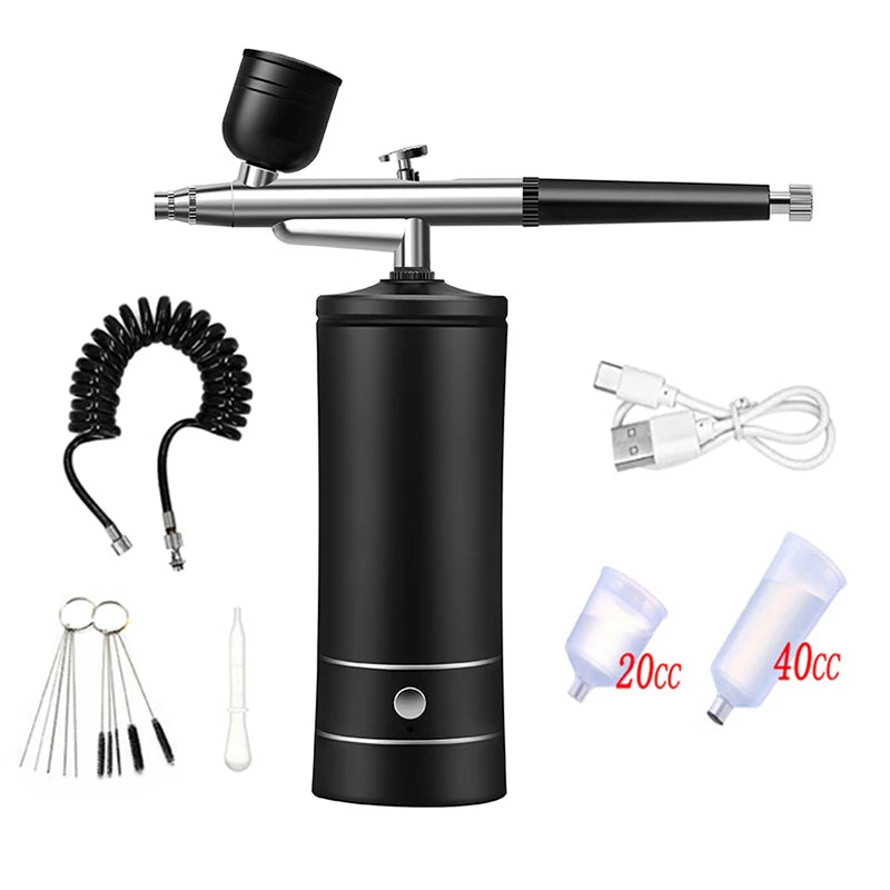 Mini Air Compressor Kit Air-Brush Paint Spray Gun Airbrush For Nail Art Tattoo Craft Cake Nano Fog Mist Sprayer