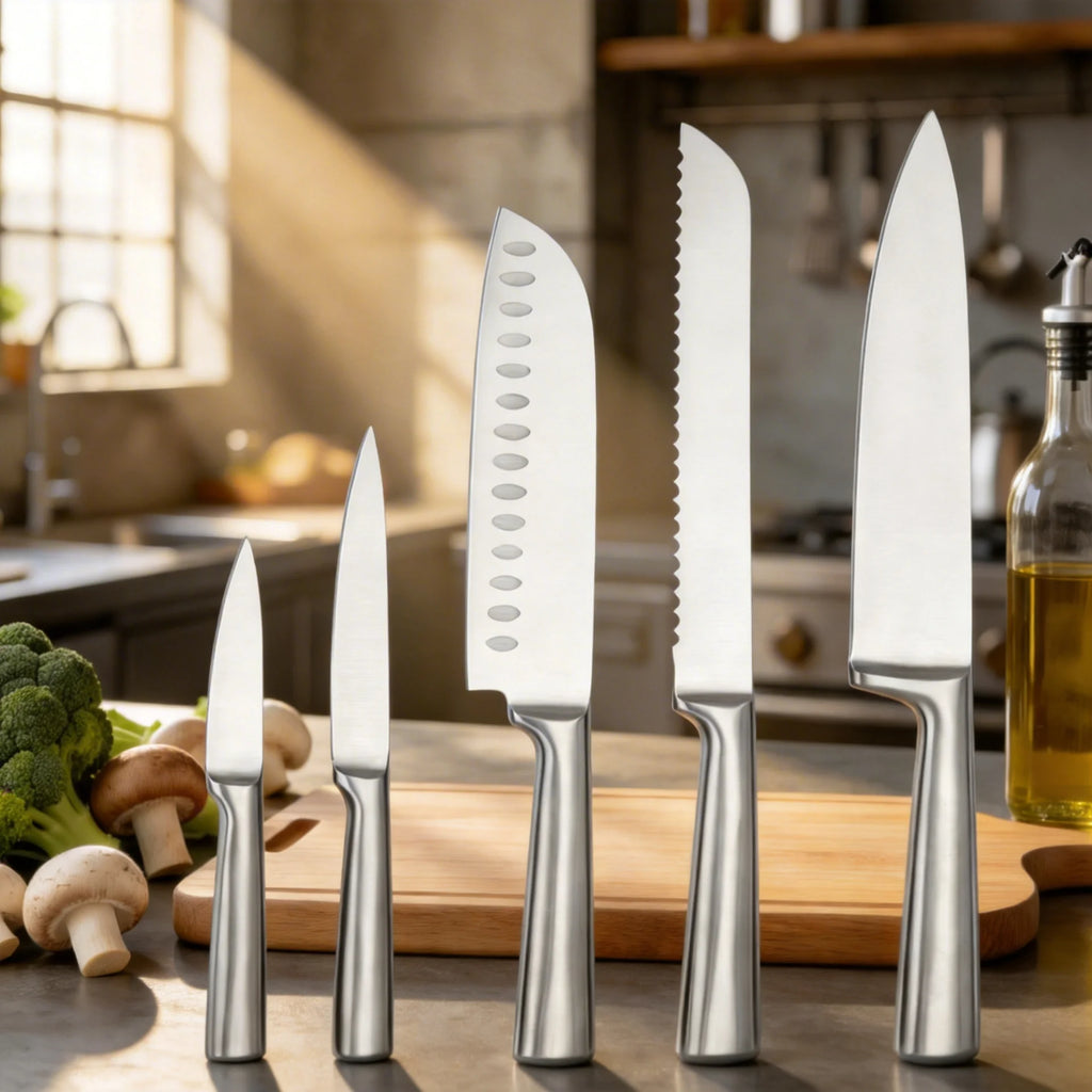 5-piece kitchen knife set stainless steel sharp chefs peeler suitable for professional cooking utensils in homes and restaurants