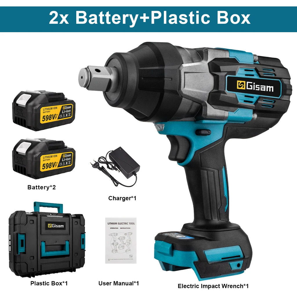 Gisam 3100N.M Torque Brushless Electric Impact Wrench 3/4 inch Cordless Electric Wrench Power Tools for Makita 18V Battery Pin