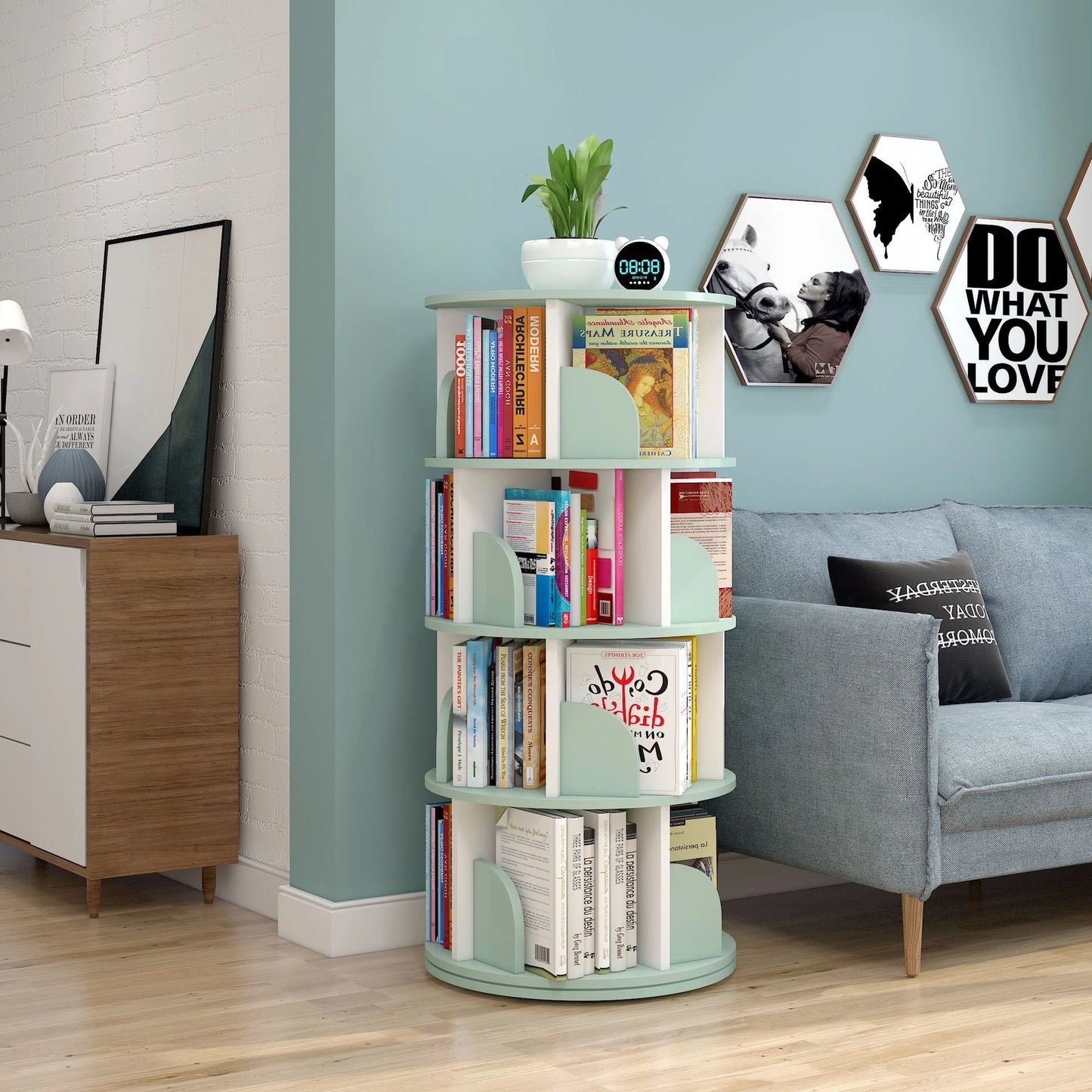 Rotating bookshelf children's picture book stand simple household space saving simple landing student creative storage bookcase