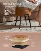 VASAGLE EKHO Collection - Storage Ottoman, Dressing Table Stool, Synthetic Leather with Stitching and steel Legs, Loads 150