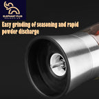 Kitchen Grinder 304 Stainless Steel - for Pepper, Sea Salt & Spices, Adjustable Coarse to Fine, Refillable with Glass Jar