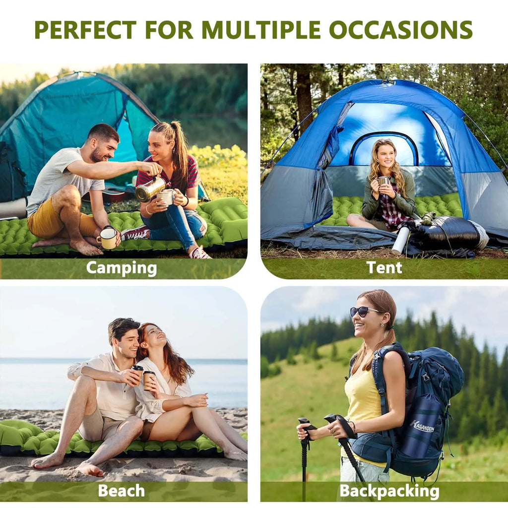 WESTTUNE Inflatable Air Mattress Camping Sleeping Pad Ultralight Camping Mat with Pillow Built-in Foot Pump for Backpacking Hiki