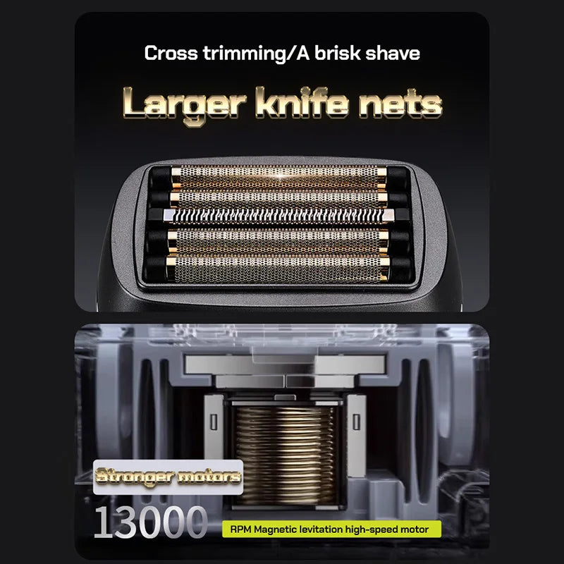 Professional Electric Hair Clipper Hair Trimmer 13000RPM Men's Shaver 5-blade Knife Net 1600mAh Mini Shaver IPX6 Waterproof