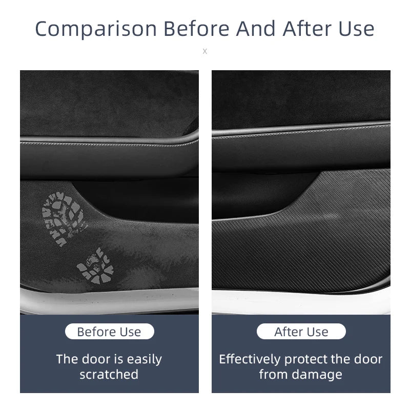 For Tesla Model Y Model 3 2018-2023 2024 Car door anti kick pad Anti dirt leather stickers door protection Interior accessories