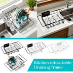 Kitchen Retractable Dish Drying Rack Home Sink Dish Storage Rack Stainless Steel Dish Drainer Kitchen Supplies