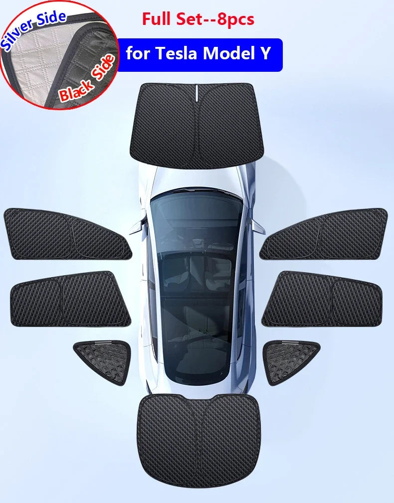 For Tesla Model 3 Highland 2024 Sunshade Accessories Silver Thick Sun Shade Tesla Model Y Juniper 2025 Window Windshield Shading