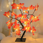24 LED Maple Leaf Fairy Light Flower Tree Table Lamp Rose Night Light Gifts for Wedding Party Autumn Halloween Decoration