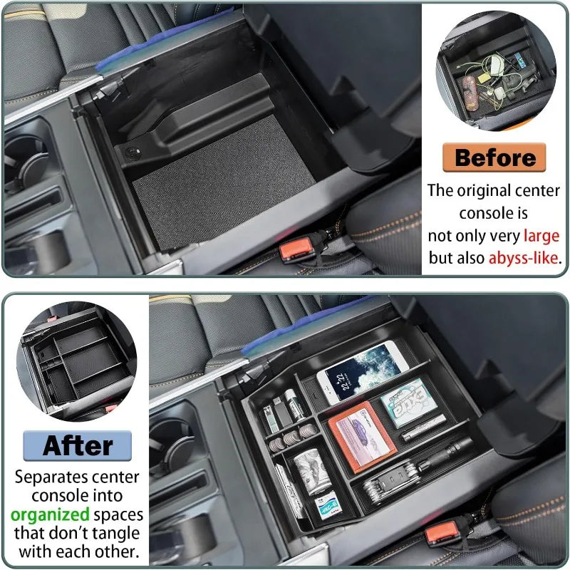 Center Console Organizer Tray Compatible 2021 2022 2023 2024 Ford F150 Accessories, Console Organizer Armrest Tray Insert Contai