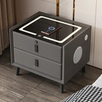 Nordic Style Smart Bedside Table with 2 Drawers 50cm Leather Nightstan