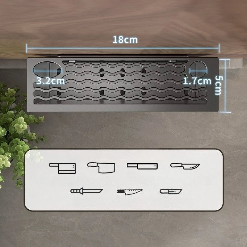 Kitchen Storage Rack Carbon Steel & Plastic Wall-Mounted Non-Drilling Water-Draining Multi-Functional Kitchen Hanging Rack