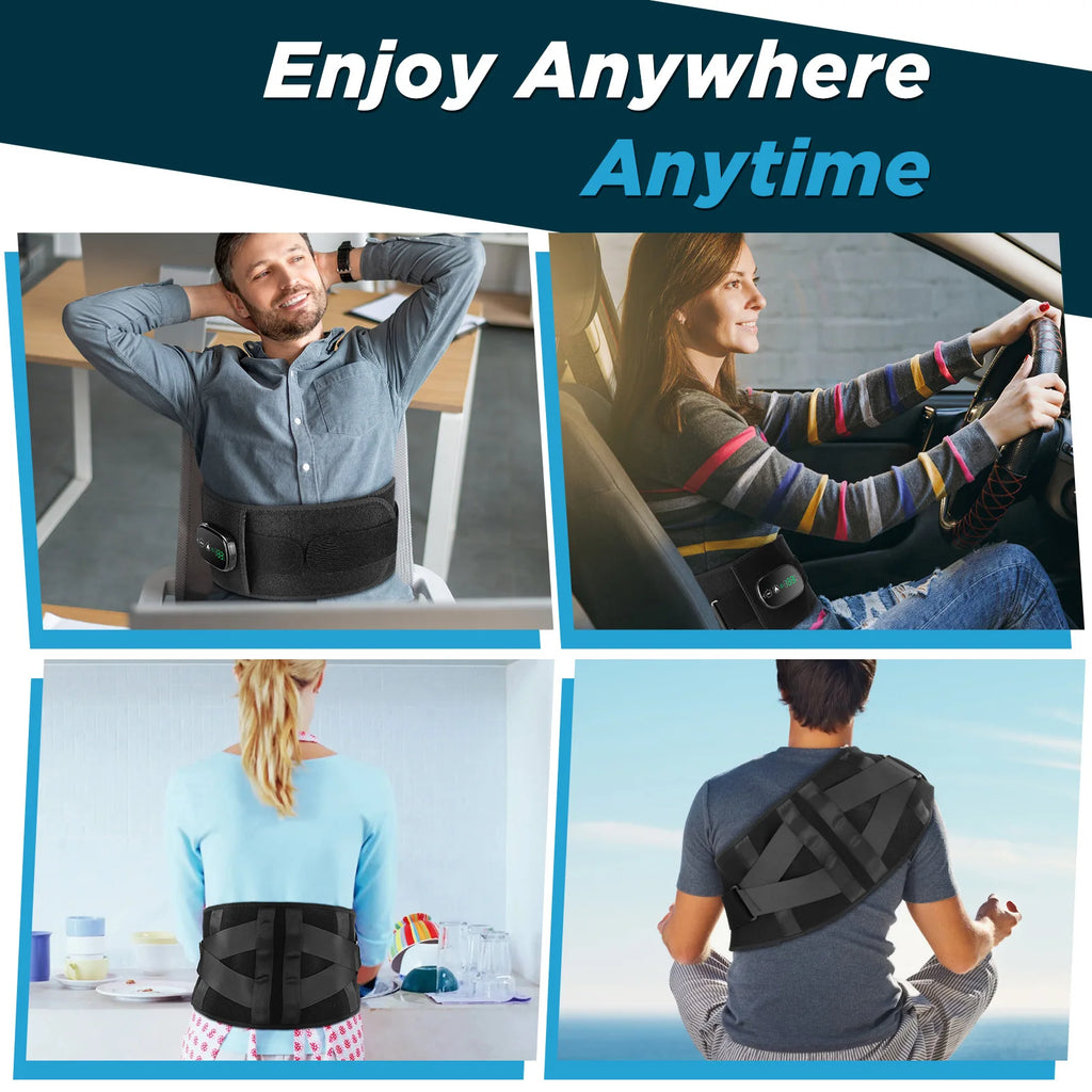 Heating Waist Support Belt Vibration Massage Waist Brace With 5 Levels Adjustable Heated Back Belt Abdomen Warmer Lumbar Support