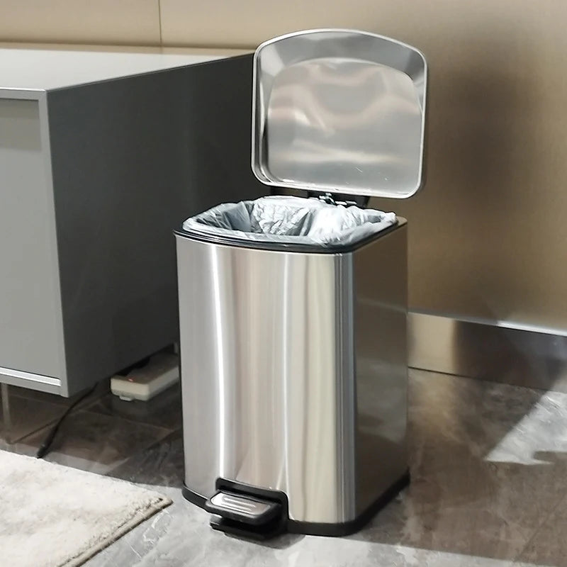 Kitchen Waste Bins Stainless Steel Wastebin Foo Waste Disposal Baskets Anti Odor Garbage Bin Office  Wastebasket Large Capacity