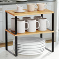 Kitchen Counter Shelves Spice Rack Set of 2, Stackable Cabinet Organizer Shelf, Expandable Kitchen Shelves Organizer for Kitchen