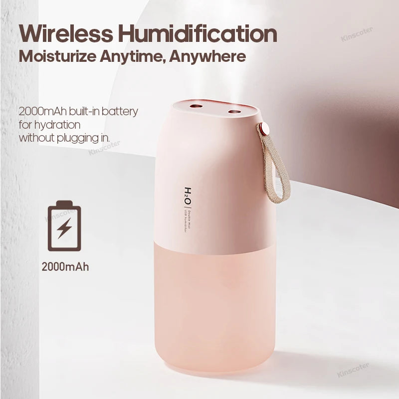 Cordless Rechargeable Air Humidifier 2000mAh Wireless Cool Mist Diffus