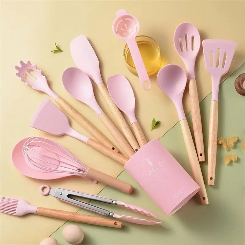 G6KF 14 Pcs Non Cooking Utensils Baking Tool Silicone Kitchen Utensils Set