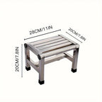 1Pc Multi-purpose Stainless Steel Stool - Durable Thick & Sturdy Stool, Ideal for Living Room, Bathroom, Kitchen and Corridors