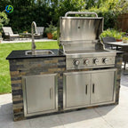 Custom Outdoor Garden Kitchen BBQ Station Cultural Stone Sink Countertop Built-in BBQ Grill For Home Use